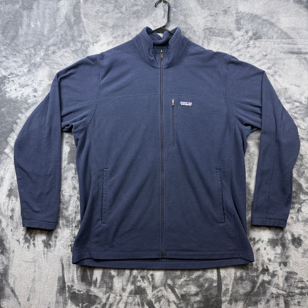 Patagonia Fleece Jacket Mens XXL Navy Blue Full Zip Mock Neck Lightweight 10678